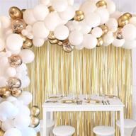 🎈 white gold balloon garland kit with tinsel curtain & balloons for wedding, birthday party by joyypop логотип