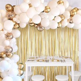 img 4 attached to 🎈 White Gold Balloon Garland Kit with Tinsel Curtain & Balloons for Wedding, Birthday Party by JOYYPOP