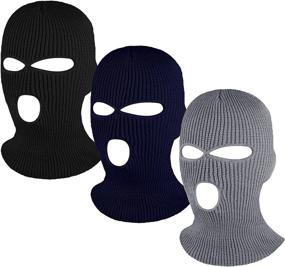 img 4 attached to 🎿 Aneco 3-Hole Knitted Full Face Cover Ski Mask: Ideal Winter Balaclava for Outdoor Sports