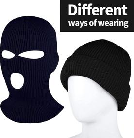 img 1 attached to 🎿 Aneco 3-Hole Knitted Full Face Cover Ski Mask: Ideal Winter Balaclava for Outdoor Sports