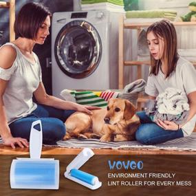 img 2 attached to 🧹 Reusable Lint Remover Roller by WOWGO - 4 Pack, Sticky Fluff & Pet Hair Remover for Clothes, Car Seats, and more. Washable Cloth Cleaning Tool in Medium/Mini Size, Blue