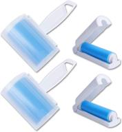 🧹 reusable lint remover roller by wowgo - 4 pack, sticky fluff & pet hair remover for clothes, car seats, and more. washable cloth cleaning tool in medium/mini size, blue logo