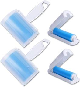 img 4 attached to 🧹 Reusable Lint Remover Roller by WOWGO - 4 Pack, Sticky Fluff & Pet Hair Remover for Clothes, Car Seats, and more. Washable Cloth Cleaning Tool in Medium/Mini Size, Blue