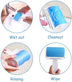 img 1 attached to 🧹 Reusable Lint Remover Roller by WOWGO - 4 Pack, Sticky Fluff & Pet Hair Remover for Clothes, Car Seats, and more. Washable Cloth Cleaning Tool in Medium/Mini Size, Blue