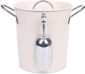 img 4 attached to Home by Jackie Inc T586 Cream 4L Metal Ice Bucket Set: Double Walled, Lid, and Scoop Included