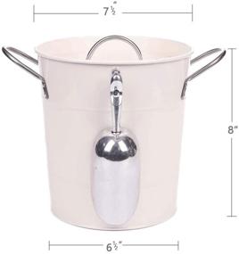 img 3 attached to Home by Jackie Inc T586 Cream 4L Metal Ice Bucket Set: Double Walled, Lid, and Scoop Included