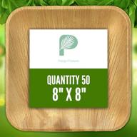 🌿 50 biodegradable palm plates, 8" square - ideal for events, outdoors & parties - eco-friendly, sturdy, hand-made with unique design logo