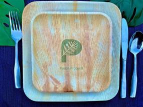 img 2 attached to 🌿 50 Biodegradable Palm Plates, 8" Square - Ideal for Events, Outdoors & Parties - Eco-Friendly, Sturdy, Hand-Made with Unique Design