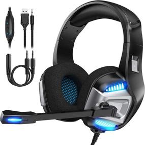 img 4 attached to 🎧 Xbox One & PS4 Gaming Headset with 7.1 Surround Sound Stereo | Noise Canceling Over Ear Headphones with Mic | LED Light | Soft Memory Earmuffs | Nintendo Switch, PC, Mac, Laptop Compatible