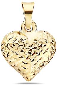 img 3 attached to 💛 14K Gold Heart Pendant with Ultra Diamond Cut Puff - Choose Yellow, White, or Rose Gold
