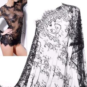 img 2 attached to Exquisite Black Lace Fabric Embroidery: Ideal for Dressmaking, Ribbons & Curtains - 110 X 150 cm