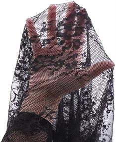 img 1 attached to Exquisite Black Lace Fabric Embroidery: Ideal for Dressmaking, Ribbons & Curtains - 110 X 150 cm