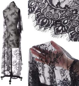 img 3 attached to Exquisite Black Lace Fabric Embroidery: Ideal for Dressmaking, Ribbons & Curtains - 110 X 150 cm