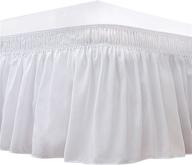 🛏️ white queen bed skirts, 15 inch drop with elastic, wrinkle & fade resistant, silky luxurious fabric, machine washable - biscaynebay wrap around dust ruffles logo