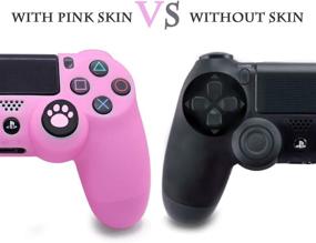 img 2 attached to Sofunii 2pcs Pink Anti-Slip Silicone Case Protector for PS4 Controller, with 4 Cat Claw Thumb Grip Caps - Compatible with PS4 Slim/Pro Wireless/Wired Gamepad