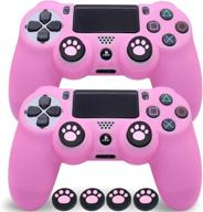 sofunii 2pcs pink anti-slip silicone case protector for ps4 controller, with 4 cat claw thumb grip caps - compatible with ps4 slim/pro wireless/wired gamepad логотип