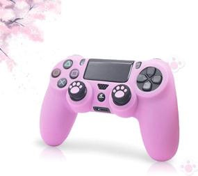 img 3 attached to Sofunii 2pcs Pink Anti-Slip Silicone Case Protector for PS4 Controller, with 4 Cat Claw Thumb Grip Caps - Compatible with PS4 Slim/Pro Wireless/Wired Gamepad