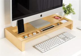 img 3 attached to 🌟 Stylish Gold Kate and Laurel Briggs Wood Monitor Riser Desk Organizer for Effective Organization