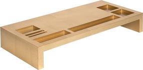 img 4 attached to 🌟 Stylish Gold Kate and Laurel Briggs Wood Monitor Riser Desk Organizer for Effective Organization