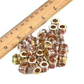 img 1 attached to 🔩 PGMJ 80 Pieces Wood Inserts Bolt Furniture Screw-in Nut Threaded Fastener Connector with Hex Socket Drive for Wood Furniture Assortment, 1/4"-20 x 10mm