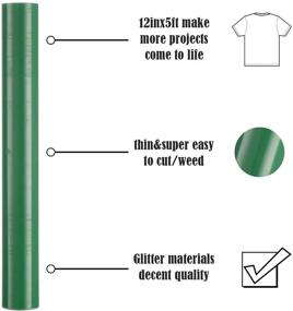 img 1 attached to 🌿 DEQUN Green PU Heat Transfer Vinyl Rolls: High-quality 12 inch X 5 feet HTV Iron On Vinyl for T-Shirts, Hats, and Clothing - Easy to Cut & Weed, Compatible with Various Cutting Machines - DIY Circut Vinyl Design