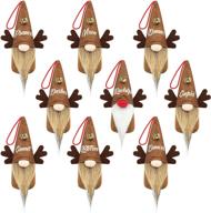 🎄 d-fantix set of 9 reindeer gnome christmas ornaments - handmade swedish tomte gnomes plush decorations for christmas tree, scandinavian santa elf table ornaments - home holiday decor логотип