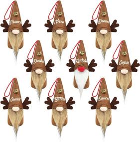 img 4 attached to 🎄 D-FantiX Set of 9 Reindeer Gnome Christmas Ornaments - Handmade Swedish Tomte Gnomes Plush Decorations for Christmas Tree, Scandinavian Santa Elf Table Ornaments - Home Holiday Decor