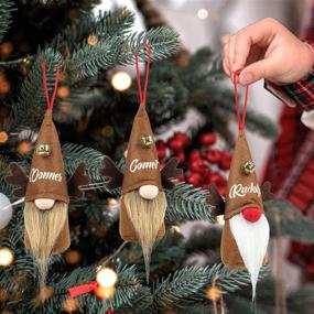 img 3 attached to 🎄 D-FantiX Set of 9 Reindeer Gnome Christmas Ornaments - Handmade Swedish Tomte Gnomes Plush Decorations for Christmas Tree, Scandinavian Santa Elf Table Ornaments - Home Holiday Decor