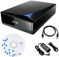 внешний blu-ray bdxl привод asus bw-16d1x-u: скорость 16х, диск bd suite, кабель usb 3.0, адаптер питания и кабель включены. логотип