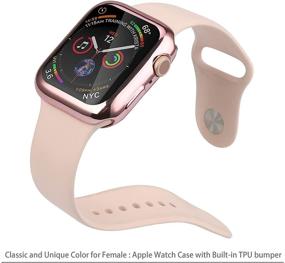 img 3 attached to Набор из 4 чехлов Tranesca для Apple Watch 38 мм с встроенным HD прозрачным ультратонким защитным экраном из TPU, совместимый с Apple Watch Series 2 и Apple Watch Series 3 38 мм - прозрачный+розовый+синий+фиолетовый