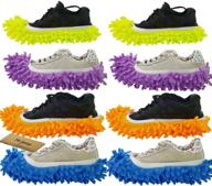 8 pcs m-jump duster mop slippers shoes cover – multi-function chenille fibre dust mop slippers for floor cleaning in bathroom, office, kitchen – washable, house polishing & cleaning логотип