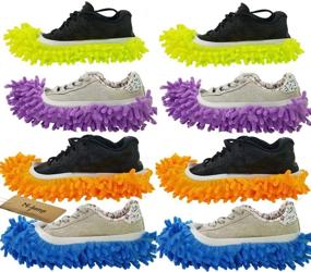 img 4 attached to 8 PCS M-jump Duster Mop Slippers Shoes Cover – Multi-function Chenille Fibre Dust Mop Slippers for Floor Cleaning in Bathroom, Office, Kitchen – Washable, House Polishing & Cleaning