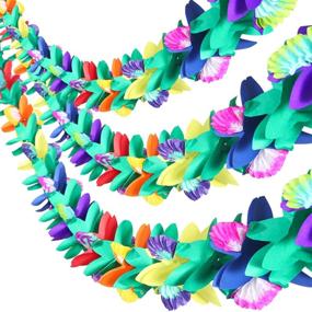 img 4 attached to Maxdot 9ft Tropical Multicolored Paper Tissue Garland Flower Banner for Luau Hawaiian Party Supplies (Set of 3)