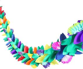 img 1 attached to Maxdot 9ft Tropical Multicolored Paper Tissue Garland Flower Banner for Luau Hawaiian Party Supplies (Set of 3)
