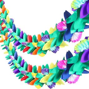 img 2 attached to Maxdot 9ft Tropical Multicolored Paper Tissue Garland Flower Banner for Luau Hawaiian Party Supplies (Set of 3)
