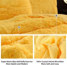 img 3 attached to Yellow Queen Luxury Solid Color Plush Shaggy Ultra Soft Warm and Durable Cozy Faux Fur Crystal Velvet Fluffy Comforter Set with Pillow Covers - A Nice Night Fuzzy Bedding Comforter for Better Sleep Experience