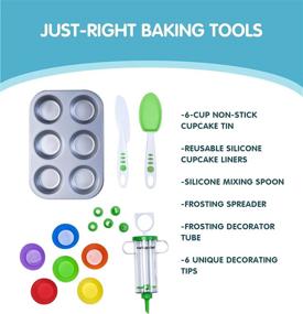 img 2 attached to 🧁 Curious Chef Kids Cookware - 16-Piece Cupcake & Decorating Kit: Real Utensils, Dishwasher Safe, BPA-Free, Non-stick Tin, Liners, Silicone Mixing Spoon, Frosting Spreader, Decorator Tube & More! (Multicolor, Child)