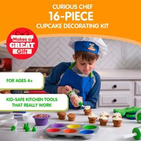 img 3 attached to 🧁 Curious Chef Kids Cookware - 16-Piece Cupcake & Decorating Kit: Real Utensils, Dishwasher Safe, BPA-Free, Non-stick Tin, Liners, Silicone Mixing Spoon, Frosting Spreader, Decorator Tube & More! (Multicolor, Child)