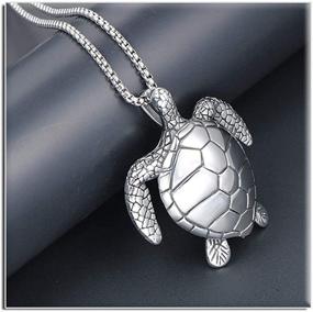 img 2 attached to 🐢 Xusamss Punk Rock Titanium Steel Turtle Tag Pendant Chain Necklace - Vibrant 24inches Box Chain