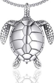 img 4 attached to 🐢 Xusamss Punk Rock Titanium Steel Turtle Tag Pendant Chain Necklace - Vibrant 24inches Box Chain