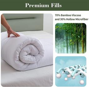 img 2 attached to 🌿 L LOVSOUL Cooling Bamboo Comforter California King Size: Lightweight Down Alternative Duvet Insert for a Soft and Quilted Bedding Experience - White Comforter, 108x98 Inches