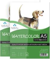 🎨 bellofy water coloring paper journal - 5.8x8.3 in - 130 ib 190 gsm - perfect for kids & artists- cold press watercolor finish - ideal for wet media logo