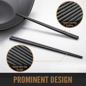 img 3 attached to 🥢 Hiware 10 Pairs Fiberglass Chopsticks - Reusable, Dishwasher Safe, 9 1/2 Inches - Black: The Perfect Set for Asian Dining