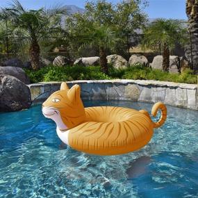img 3 attached to GoFloats Meowzers The Cat Party Tube: Stylish Orange Inflatable Raft for Adults and Kids