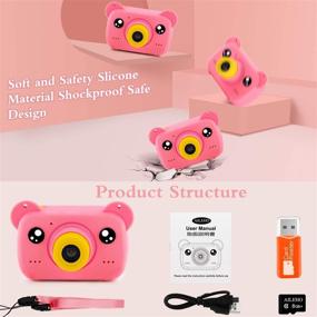 img 1 attached to 📸 AILEHO Kids Camera Pink - Digital Children Cameras Cartoon Bear - 8M 1080P Video Recorder Girls Toys - Birthday Gifts for Girls Age 3 4 5 6 7 8 with 8G Card - Toddler Camera LCD Screen 2 Inch