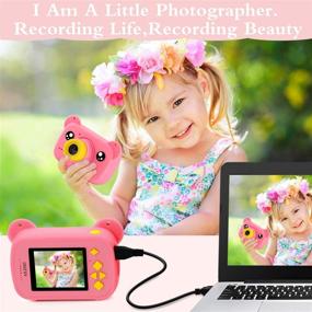 img 3 attached to 📸 AILEHO Kids Camera Pink - Digital Children Cameras Cartoon Bear - 8M 1080P Video Recorder Girls Toys - Birthday Gifts for Girls Age 3 4 5 6 7 8 with 8G Card - Toddler Camera LCD Screen 2 Inch