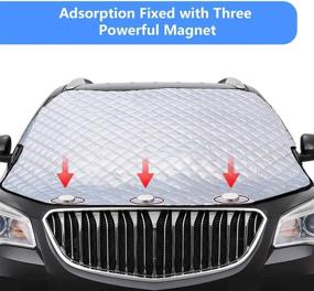img 3 attached to SONRU Car Windshield Sunshade Cover - Secure Fitting with 3 Magnets, Easy Installation - Waterproof & Scratch-Free - Fits Cars, Trucks, Vans, SUVs - 58'' X 46'' (Black)