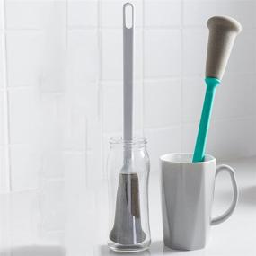 img 1 attached to 🧽 Sponge Brush with Long Handle for Cleaning Bottles - Ideal for Water Bottles, Baby Bottles, Vases, Wine/Whiskey Glass, Cups - Non-Scratch Washing Scrubber (Grey)