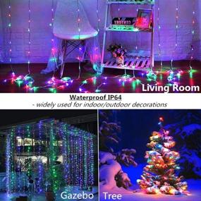 img 1 attached to 🌈 Multicolor Window Curtain String Lights 9.8 x 9.8ft - USB Powered Twinkle Fairy Lights with Remote. Perfect for Bedroom Indoor Wedding Party Christmas Decoration. 300 LED Curtain Lights with 8 Modes.