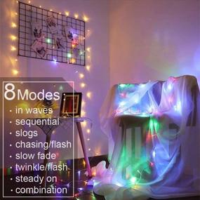 img 3 attached to 🌈 Multicolor Window Curtain String Lights 9.8 x 9.8ft - USB Powered Twinkle Fairy Lights with Remote. Perfect for Bedroom Indoor Wedding Party Christmas Decoration. 300 LED Curtain Lights with 8 Modes.